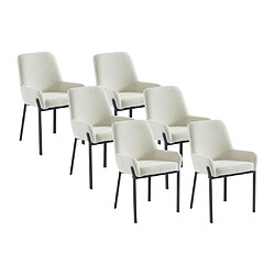 Lot de 6 chaises avec accoudoirs en tissu bouclette et métal - Blanc - CAROLONA de Pascal MORABITO