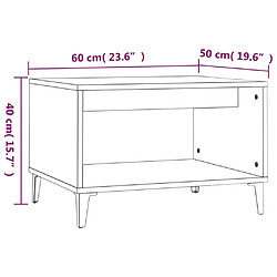 vidaXL Table basse Chêne fumé 60x50x40 cm Bois d'ingénierie pas cher