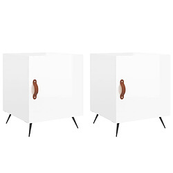 Maison Chic Lot de 2 Tables de chevet - Tables de Nuit blanc brillant 40x40x50 cm