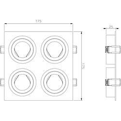 KNIGHTSBRIDGE Ambar Quad Tilt Square Downlight Blanc - AMA4TSW