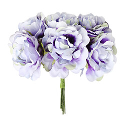 6 têtes bouquet artificiel fleur 4cm diy décorations de mariage violet pas cher