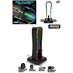 Spirit of Gamer Support Casque 4 Ports USB RGB Porte Casque Gamer + Souris PRO-M5 RGB 12800 DPI