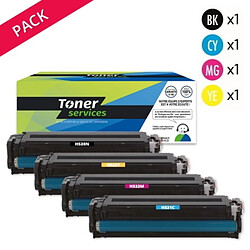 TONER SERVICES Compatible HP 304A et Canon 718 Pack 4 toners Noir cyan magenta jaune