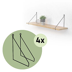 ML DESIGN MODERN LIVING Lot de 8 supports d'étagère murale équerre triangle en métal noir 200x250 mm