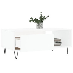 Avis vidaXL Table basse Blanc 90x50x36,5 cm Bois d'ingénierie