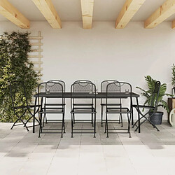 Ensemble à manger de jardin 9 pcs,Table et chaise à dîner anthracite métal maille -MN10609