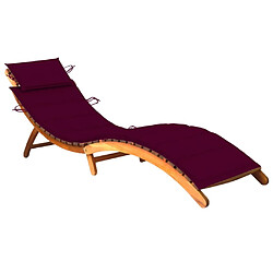 Maison Chic Chaise longue de jardin avec coussin | Bain de soleil Relax | Transat Bois d'acacia solide -GKD26296