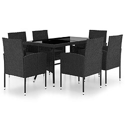 Salle à dîner de jardin 7 pcs,Table et chaise à manger Résine tressée Noir -MN54939