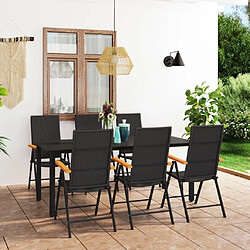 Salle à manger de jardin 7 pcs,Table et chaise à dîner Noir et marron -MN28608