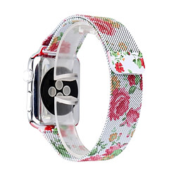 Avis Wewoo Bracelet de montre-bracelet en acier imprimé pour Apple Watch séries 3 & 2 et 1 42 mm (pivoine)