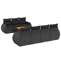 vidaXL Salon de jardin 8 pcs avec coussins noir résine tressée