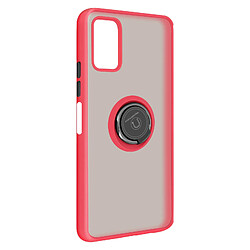 Avizar Coque Samsung Galaxy A03S Bi-matière Bague Métallique Support Rouge