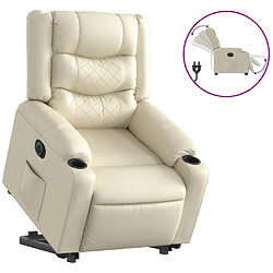 vidaXL Fauteuil inclinable électrique crème similicuir