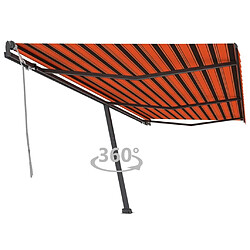 Maison Chic Auvent manuel rétractable,Store manuel de porte sur pied 600x300 cm Orange et marron -GKD14404