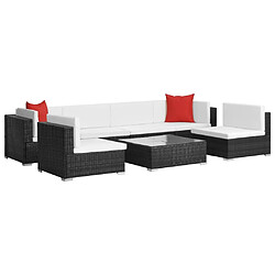 Maison Chic Salon de jardin 7 pcs + coussins - Mobilier/Meubles de jardin - Table et chaises d'extérieur Résine tressée Noir -MN67160