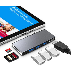 Station d'accueil avec port HDMI 4K, 3 ports USB 3.0 (5 Gps), emplacement SD/TF (Micro SD) convertisseur de lecteur de carte mémoire adaptateur combiné Dock Hub