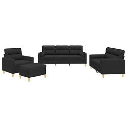 vidaXL Ensemble de canapés 4 pcs avec coussins noir tissu