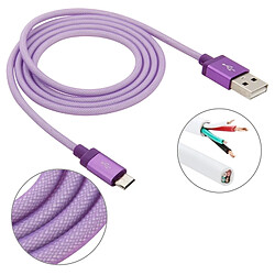 Wewoo Câble Violet pour Samsung Galaxy S6 / S5 / S IV, LG, HTC, Longueur: 1m Net Style Haute Qualité Métal Tête Micro USB vers USB Données / de Charge