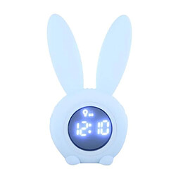 Bande Dessinée Multifonction Lapin LED Écran Synchronisation Alarme Température Horloge De Table (Bleu)