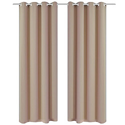 vidaXL 2 pcs Rideau Blackout Occultant Crème avec Œillets en métal 135x245cm