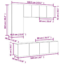 vidaXL Unités murales TV 5 pcs chêne sonoma bois d'ingénierie pas cher