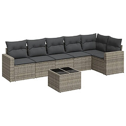 vidaXL Salon de jardin avec coussins 7 pcs gris résine tressée