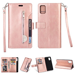 Etui en PU zippé or rose pour votre Samsung Galaxy A41 (Global Version)