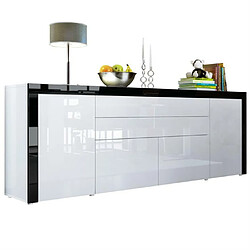 Mpc Buffet Blanc Haute Et Noir Haute Brillance 200 X 72 X 35 Cm