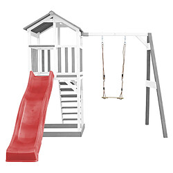 Avis AXI Beach Tower Aire de Jeux avec Toboggan en Rouge, Balançoire & Bac à Sable | Grande Maison Enfant extérieur en Gris & BLANC | Cabane de Jeu en Bois FSC