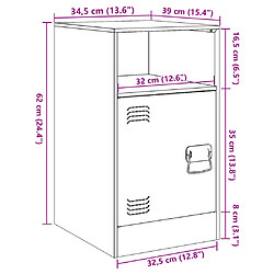 vidaXL Table de chevet noir 34,5x39x62 cm acier pas cher