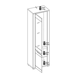 Dansmamaison Armoire 2 portes Miroir Chêne/Gris - CRACOVIE