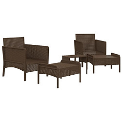 Acheter Maison Chic Salon de jardin 5 pcs + coussins - Mobilier/Meubles de jardin - Table et chaises d'extérieur Marron Résine tressée -MN45135