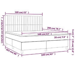 vidaXL Sommier à lattes de lit et matelas et LED Noir 160x200 cm Tissu pas cher