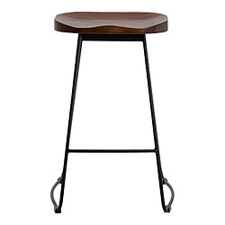 Moloo NAT - Tabouret de bar industriel anthracite mat/noyer pieds métal mat(x2) pas cher