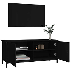 Acheter Maison Chic Meuble TV scandinave - Banc TV pour salon avec portes noir 102x35x45 cm bois d'ingénierie -MN83892