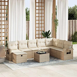 vidaXL Salon de jardin avec coussins 9 pcs beige résine tressée