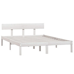 Avis Maison Chic Lit adulte - Lit simple Cadre de lit,Structure du lit Contemporain Blanc Bois de pin massif 140x190 cm -MN99107