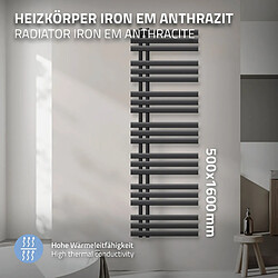 LuxeBath Iron EM Design Radiateur Sèche-Serviettes - 500 x 1600 mm - Anthracite