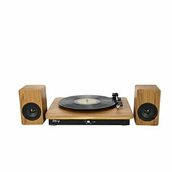 Platine vinyle Halterrego av 2 HP extérieurs, RMS 2*5W,RCA OUT, BT IN, adaptateur inclus , finition laquée noire/asp bois