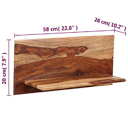 vidaXL Étagères murales 2 pcs 58 x 26 x 20 cm Bois massif pas cher