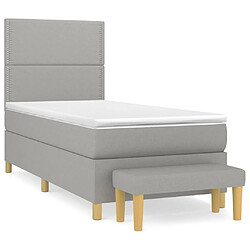 Maison Chic Structures de lit + matelas,Lit à sommier tapissier et matelas pour Chambre Gris clair 90x190 cm Tissu -MN53118