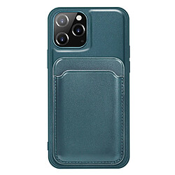 Coque en PU avec porte-cartes amovible bord droit vert pour votre Apple iPhone 13 Pro Max 6.7 pouces