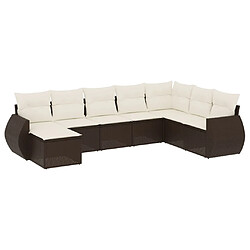 vidaXL Salon de jardin 8 pcs avec coussins marron résine tressée