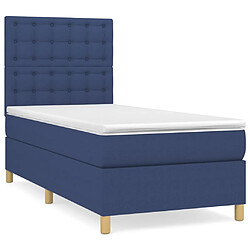 vidaXL Sommier à lattes de lit avec matelas Bleu 100x200 cm Tissu