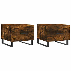 Maison Chic Lot de 2 Tables basses,Table Console pour salon chêne fumé 50x50x40 cm bois d'ingénierie -MN98639