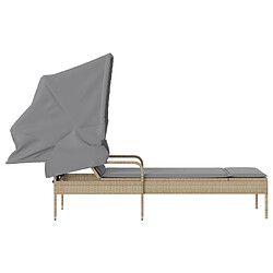 Acheter vidaXL Chaise longue avec auvent beige résine tressée