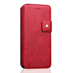 Wewoo Coque Étui en cuir à rabat horizontal, à absorption magnétique, à texture d'absorption pour iPhone X / XS, avec support et emplacements pour cartes porte-monnaie (rouge)