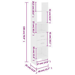 vidaXL Bibliothèque Blanc 40x35x180 cm Bois d'ingénierie pas cher