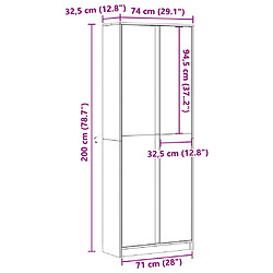 vidaXL Buffet haut avec LED noir 74x32,5x200 cm bois d’ingénierie pas cher