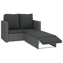 vidaXL Salon de jardin 2 pcs avec coussins Résine tressée Gris